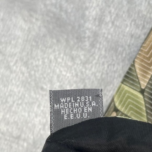 Stafford Mens Neck Tie Green Brown Geometric Print 100% Silk Made in USA - Picture 7 of 11